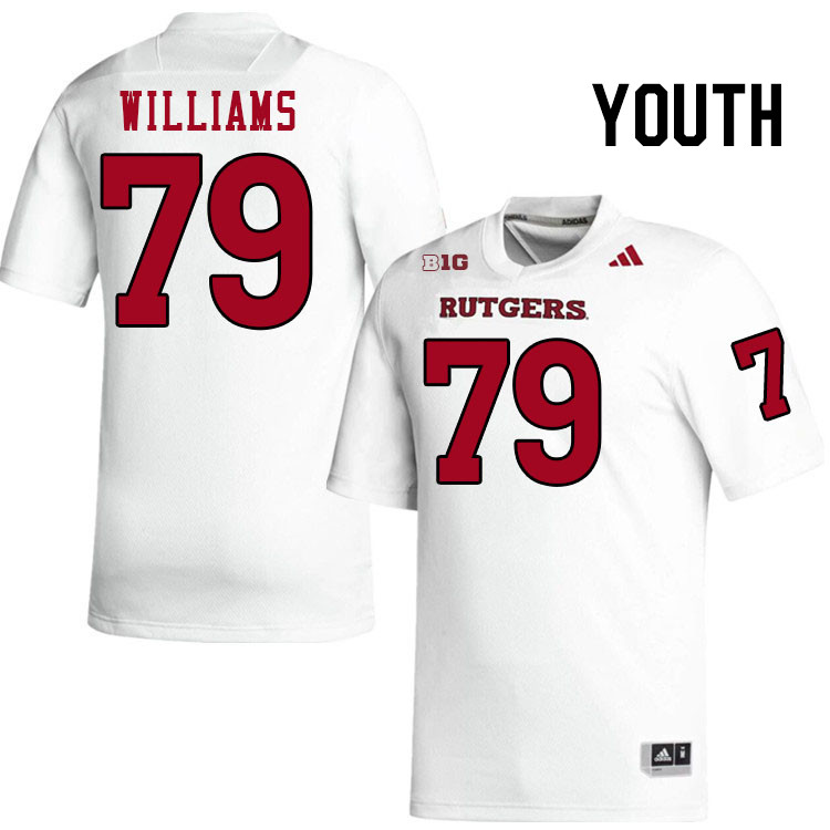 Youth #79 Mozell Williams Rutgers Scarlet Knights 2024 College Football Jerseys Stitched-White